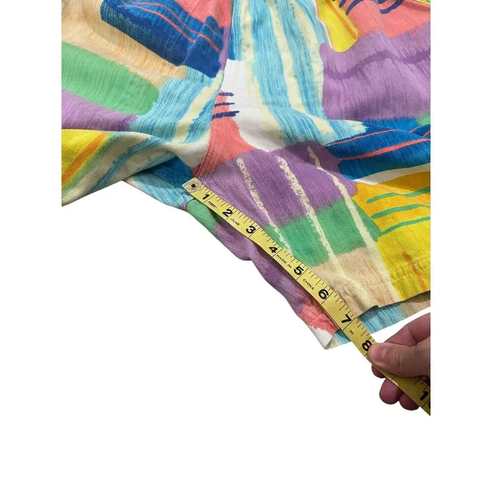 Vintage Sam's World Abstract Brushstroke Cotton Pull-On Shorts Vibe Art Print SM